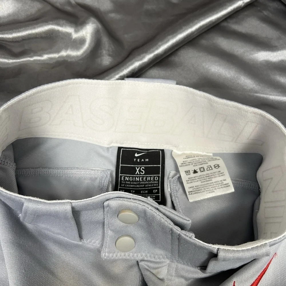Nike Boys Vapor Select Baseball Pants Gray Red Piping XS -BQ6443-056 Youth Gear‎